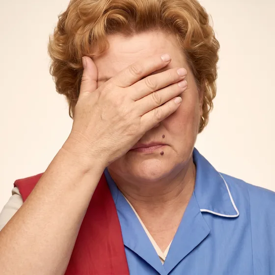 Deine Mutter schlägt die Hand vors Gesicht